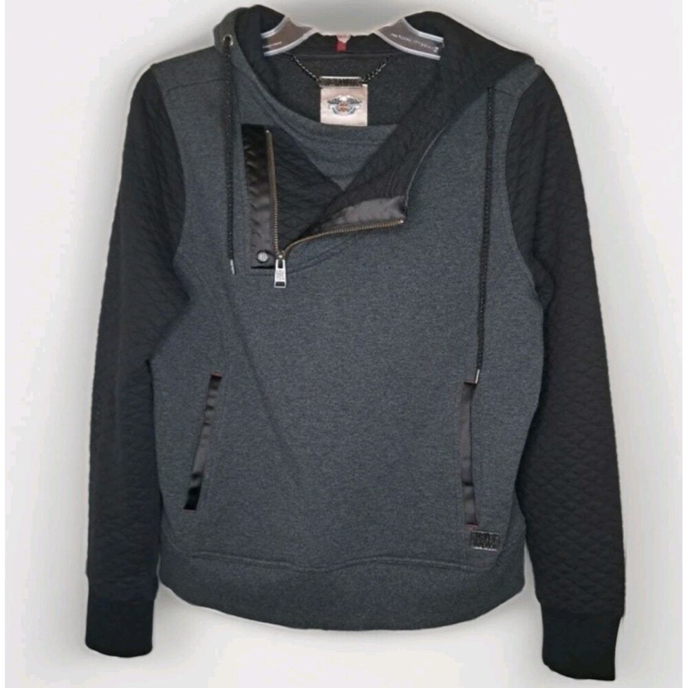 Harley-Davidson Women's Sweater Side Zip Hooded Pullover Fleece Size Large